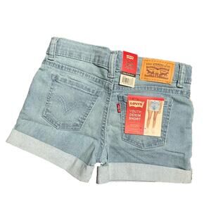 Levi's Girls Jean Shorts Stretch Cuffed Glow Up Blue Size 12 NWT